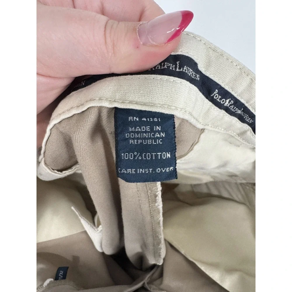 Polo Ralph Lauren Andrew Pants Mens Size 35x32 Khaki Vintage Baggy Pleated Chino